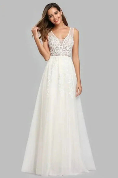 Lace Appliques Sleeveless Long Evening Prom Dress Online