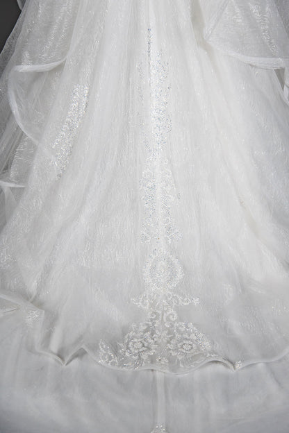 Luxury Sequins Appliques Ball Gown Wedding Dress With Tulle Ruffles