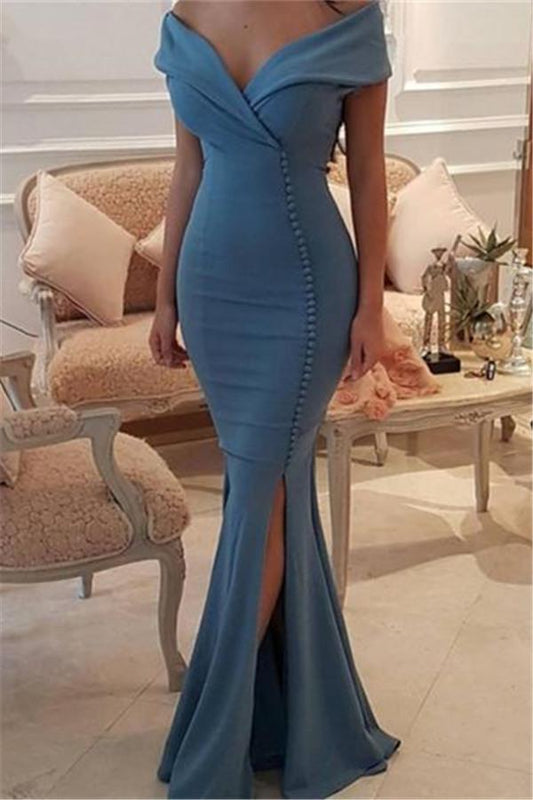 Mermaid Prom Dress On Sale - Off-the-Shoulder with Button Detail