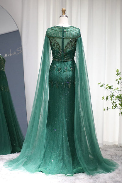 Mermaid Prom Dress With Diamond Appliques & Cap Sleeves