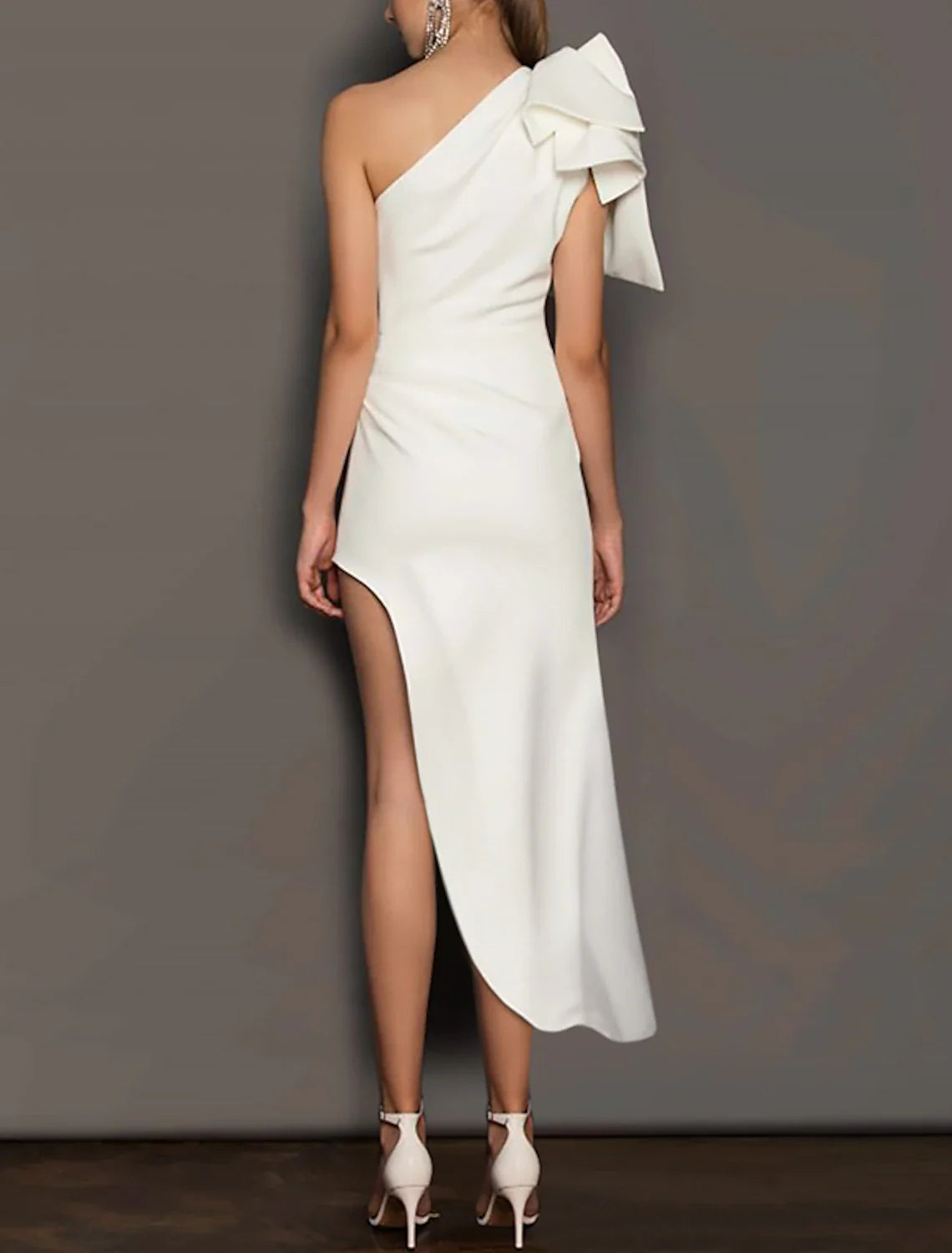 Sheath / Column Cocktail Dresses Minimalist Dress Party Wear Birthday Asymmetrical Sleeveless One Shoulder  Fabric with Pure Color