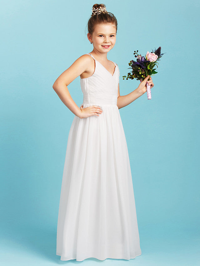 Princess A-Line Spaghetti Strap Chiffon Flower Girl Dress With Sash for Weddings