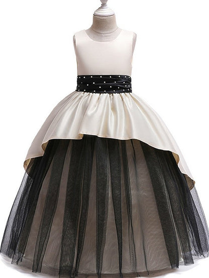 Princess Flower Girl Dress with Tulle and Bow Ruching