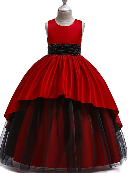 Princess Flower Girl Dress with Tulle and Bow Ruching