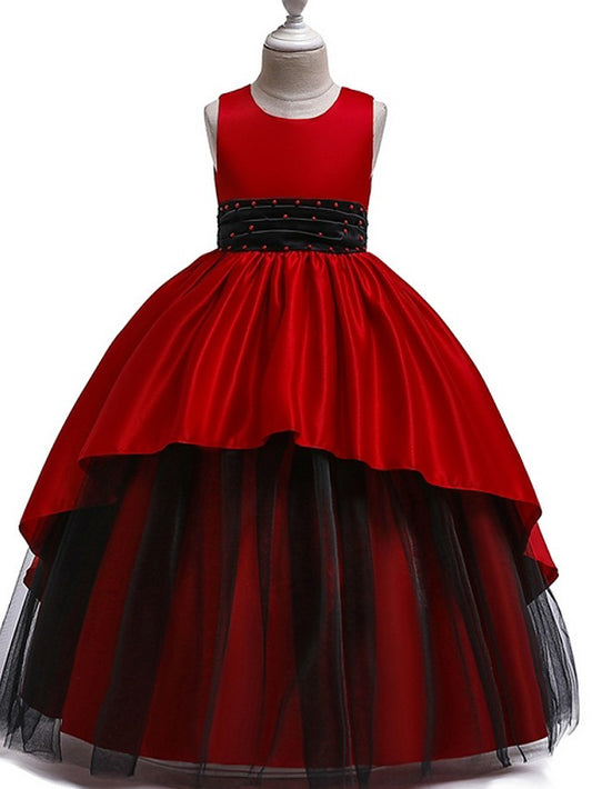 Princess Flower Girl Dress with Tulle and Bow Ruching