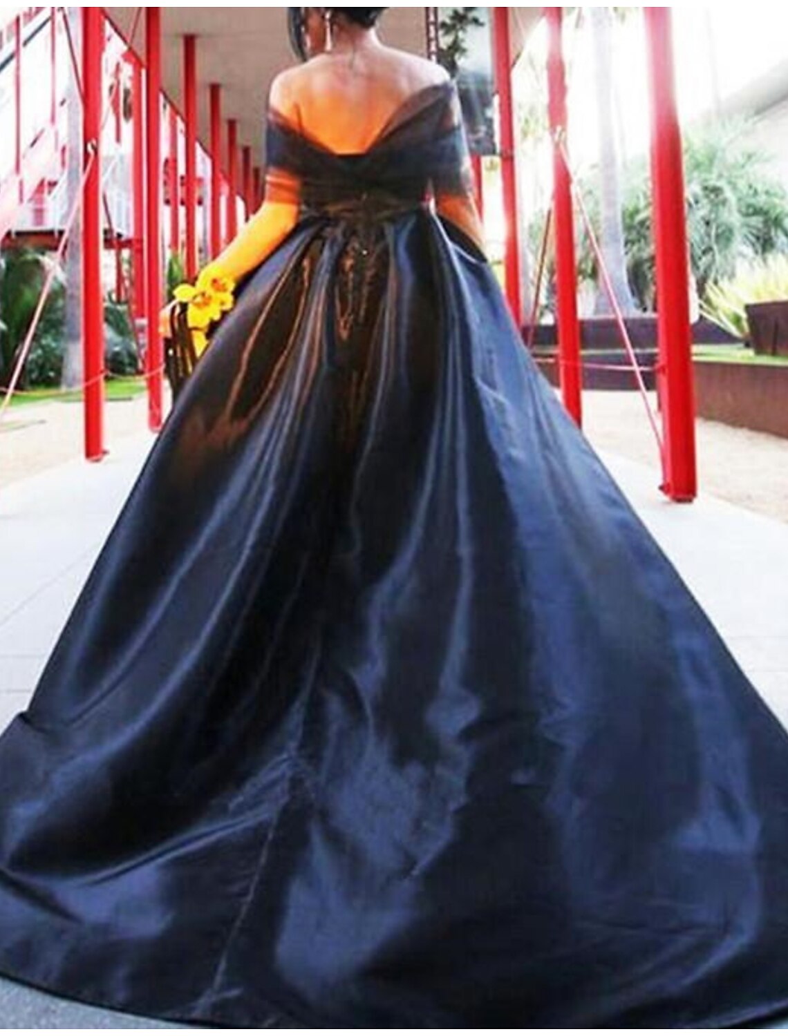 A-Line Evening Gown Black Dress Vintage Halloween Wedding Party Asymmetrical Short Sleeve Illusion Neck Wednesday Addams Family Satin with Pleats Tiered
