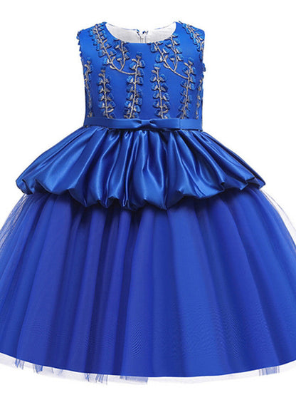 Sleeveless Jewel Neck Ball Gown Pageant Dress for Flower Girl With Beading Appliques