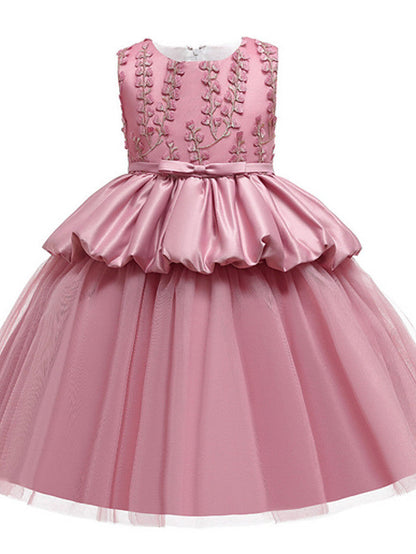 Sleeveless Jewel Neck Ball Gown Pageant Dress for Flower Girl With Beading Appliques
