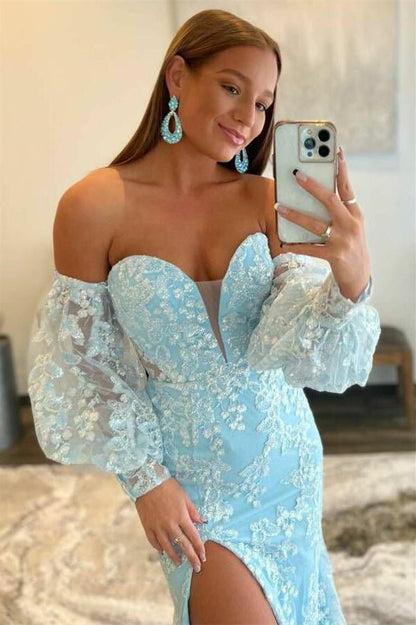 Sparkly Baby Blue Mermaid Sweetheart Evening Dress - Online for Grad Party Pink