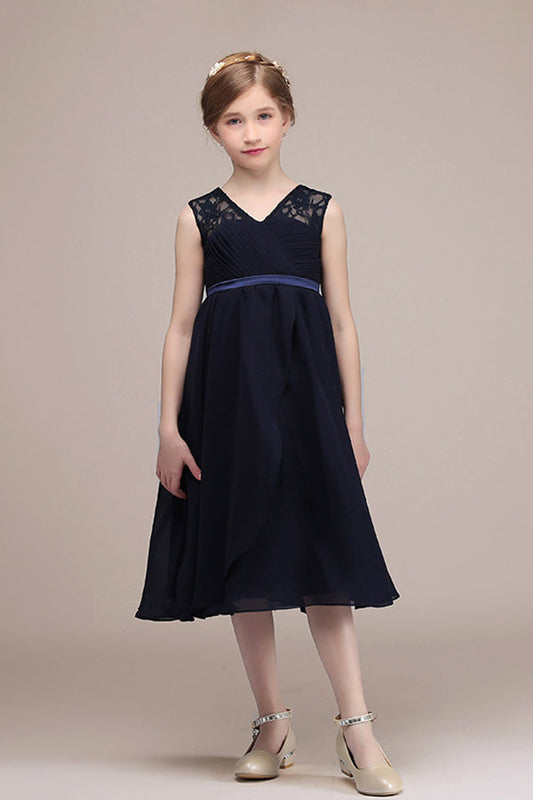 Stunning Black V Neck Sheer Straps Flower Girl Dress Tulle