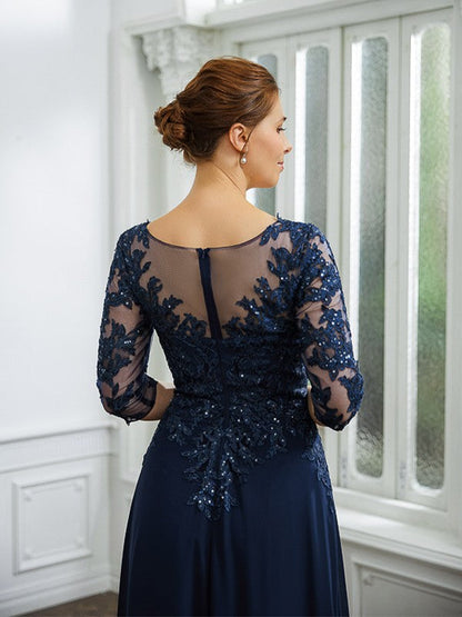 Aimishang A-Line/Princess Chiffon Applique V-neck 3/4 Sleeves Floor-Length Mother of the Bride Dresses