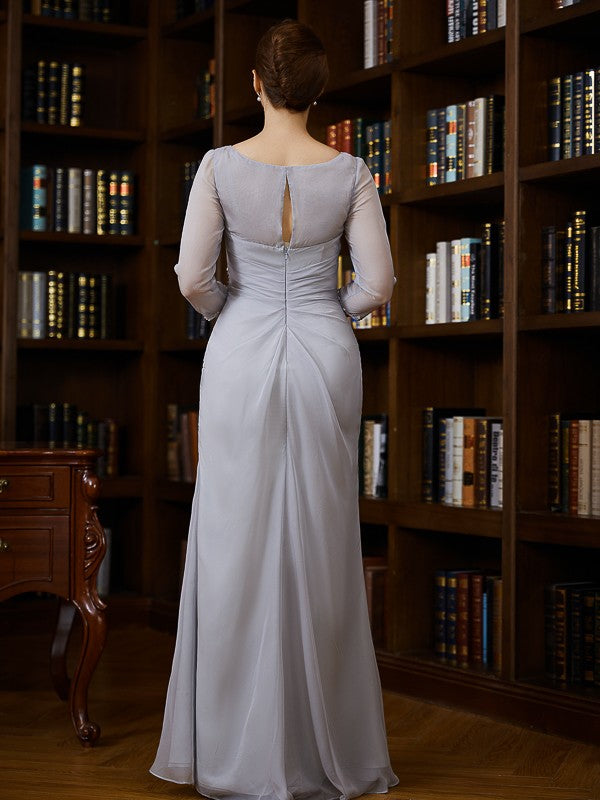 Aimishang Sheath/Column 30D Chiffon Beading V-neck 3/4 Sleeves Floor-Length Mother of the Bride Dresses