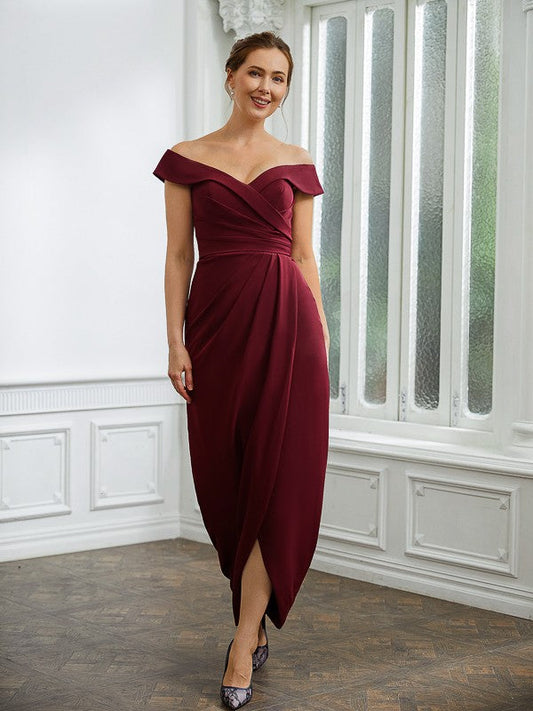 Aimishang Sheath/Column Stretch Crepe Ruched Off-the-Shoulder Sleeveless Floor-Length Mother of the Bride Dresses