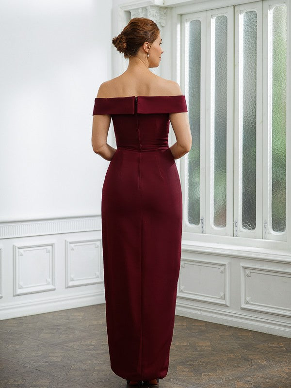 Aimishang Sheath/Column Stretch Crepe Ruched Off-the-Shoulder Sleeveless Floor-Length Mother of the Bride Dresses
