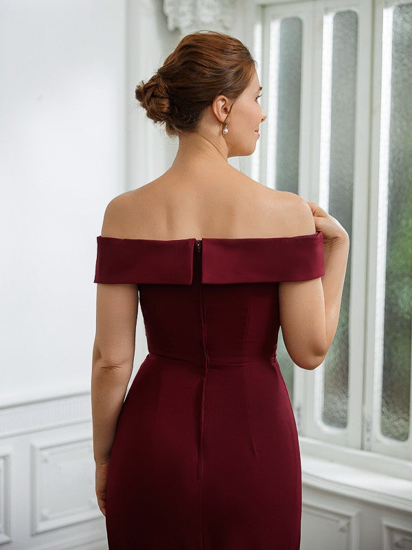 Aimishang Sheath/Column Stretch Crepe Ruched Off-the-Shoulder Sleeveless Floor-Length Mother of the Bride Dresses