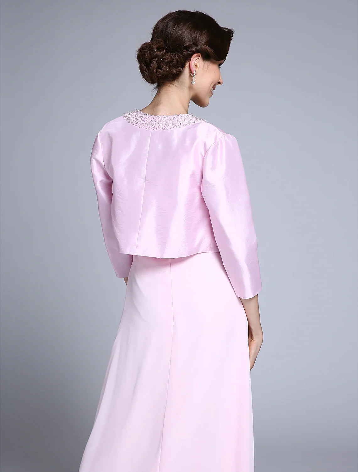 Aimishang Sheath / Column Mother of the Bride Dress Scoop Neck Floor Length Chiffon 3/4 Length Sleeve No with Beading