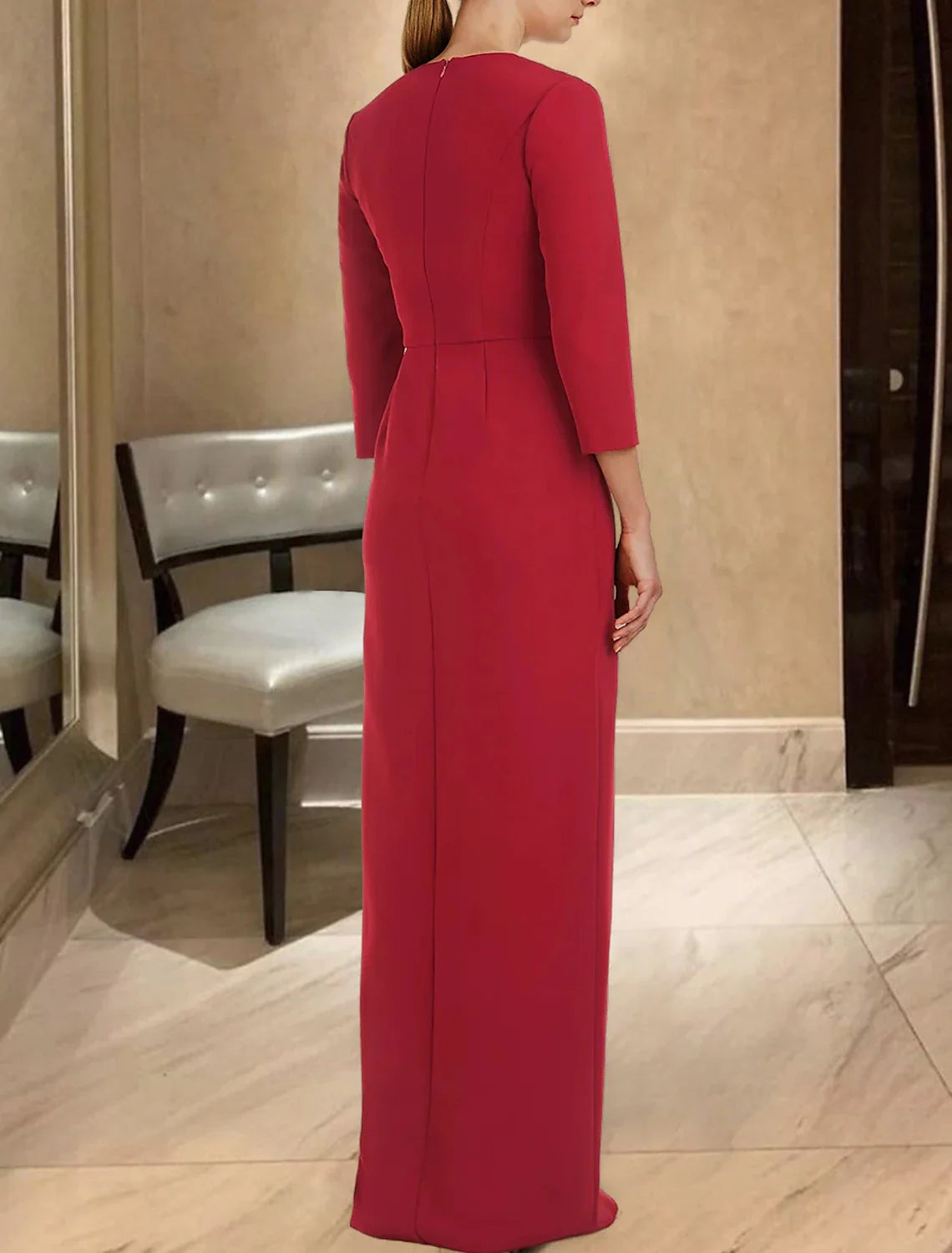 Sheath Black Dress Evening Gown Vintage Dress Formal Floor Length Long Sleeve V Neck  Fabric with Ruched 2025
